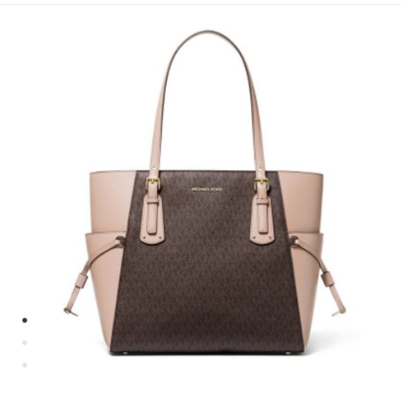 Michael Kors Handbags - Michael Kors Voyager Logo Tote Bag- Brown and Soft Pink